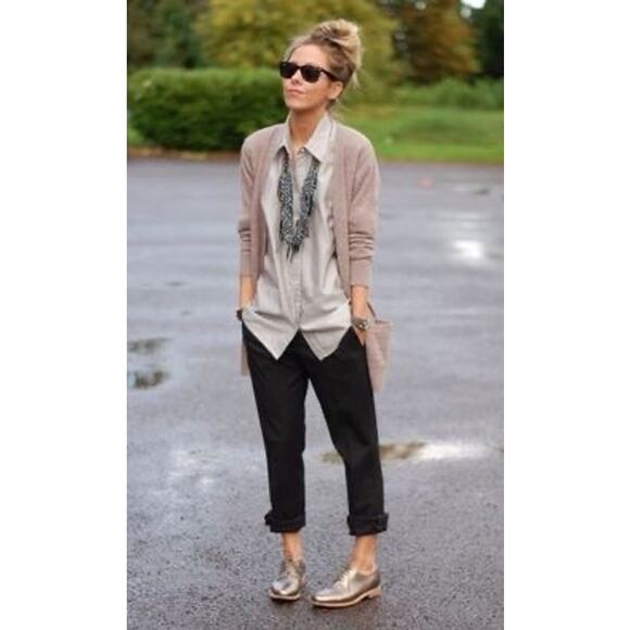 Madewell Frances Light Gold Metallic Leather Lace Up Oxford Shoes Womens 7.5 - Picture 7 of 17